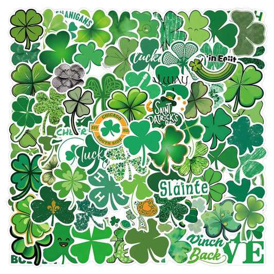 St Patrick's Day Cartoon Stickers Set - Clover Decals for Laptop, Phone, Guitar
