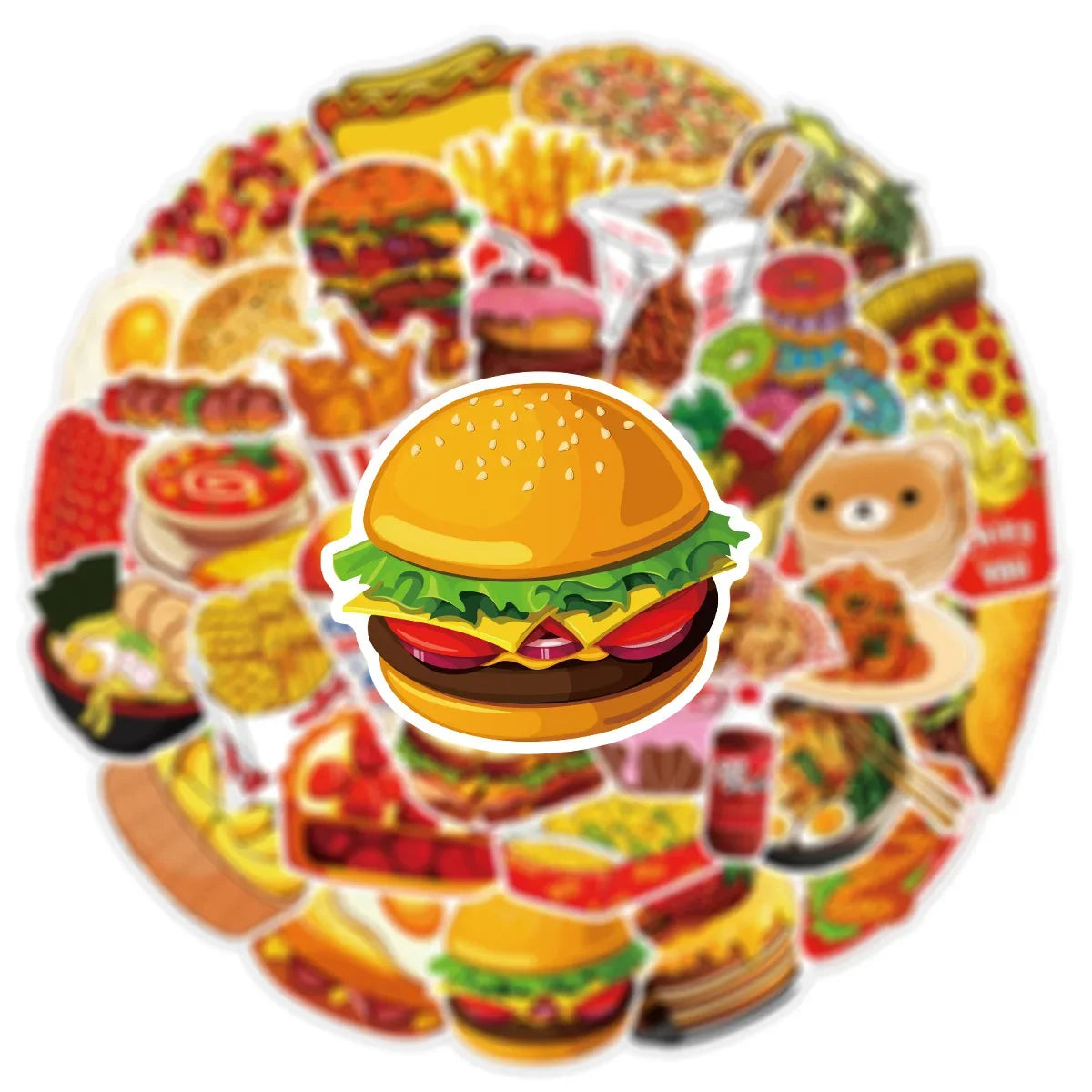 10/25/50pcs Bread Food and Tasty Meals Sticker Packs