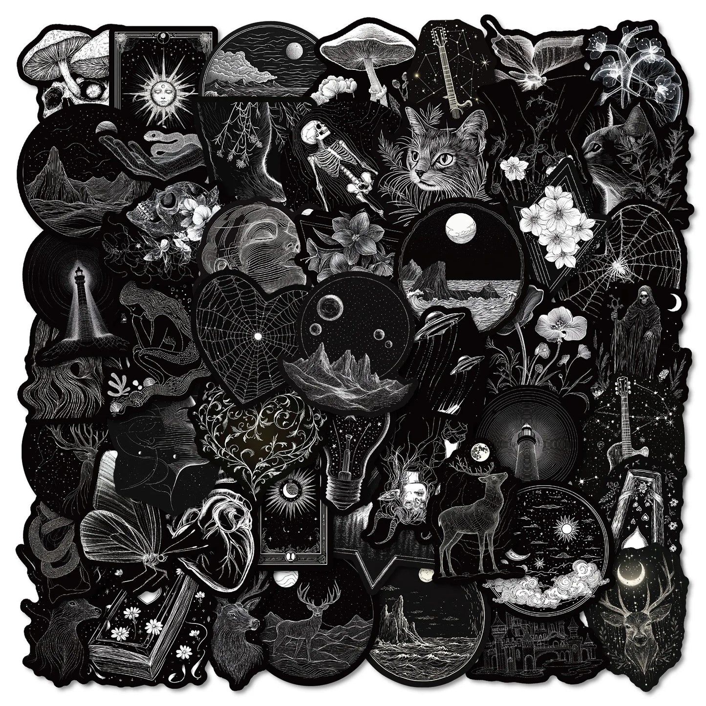 50pcs Black Series Graffiti Stickers for Helmet, Desktop, Wall Decoration