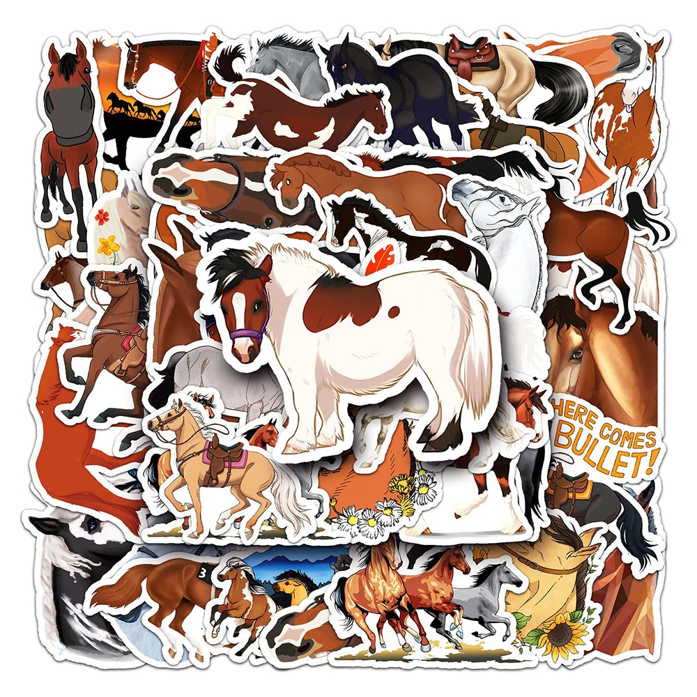 10/30/50PCS Cartoon Horse Stickers Cool Animals Graffiti Decals DIY Laptop Motorcycle Bicycle Helmet Suitcase Wall Sticker Toys