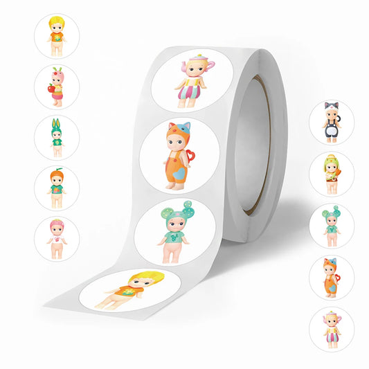 500Pcs/Roll Sunny Angel Kawaii Baby Stickers Cute Character Decoration for Stationery Phone Laptop