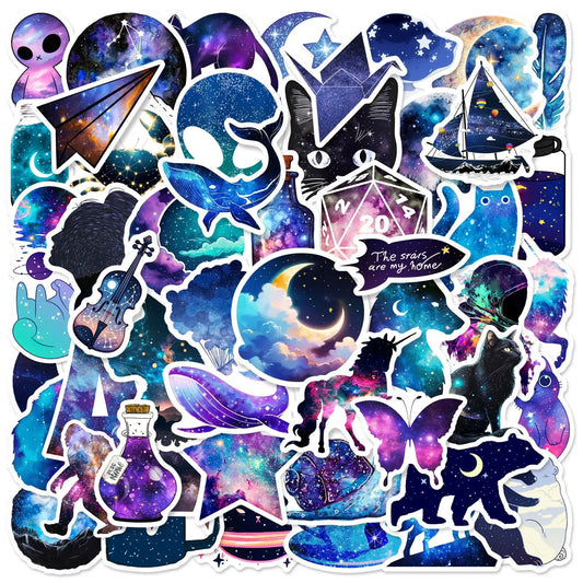50Pcs Animal Starry Sky Waterproof Stickers for Laptop
