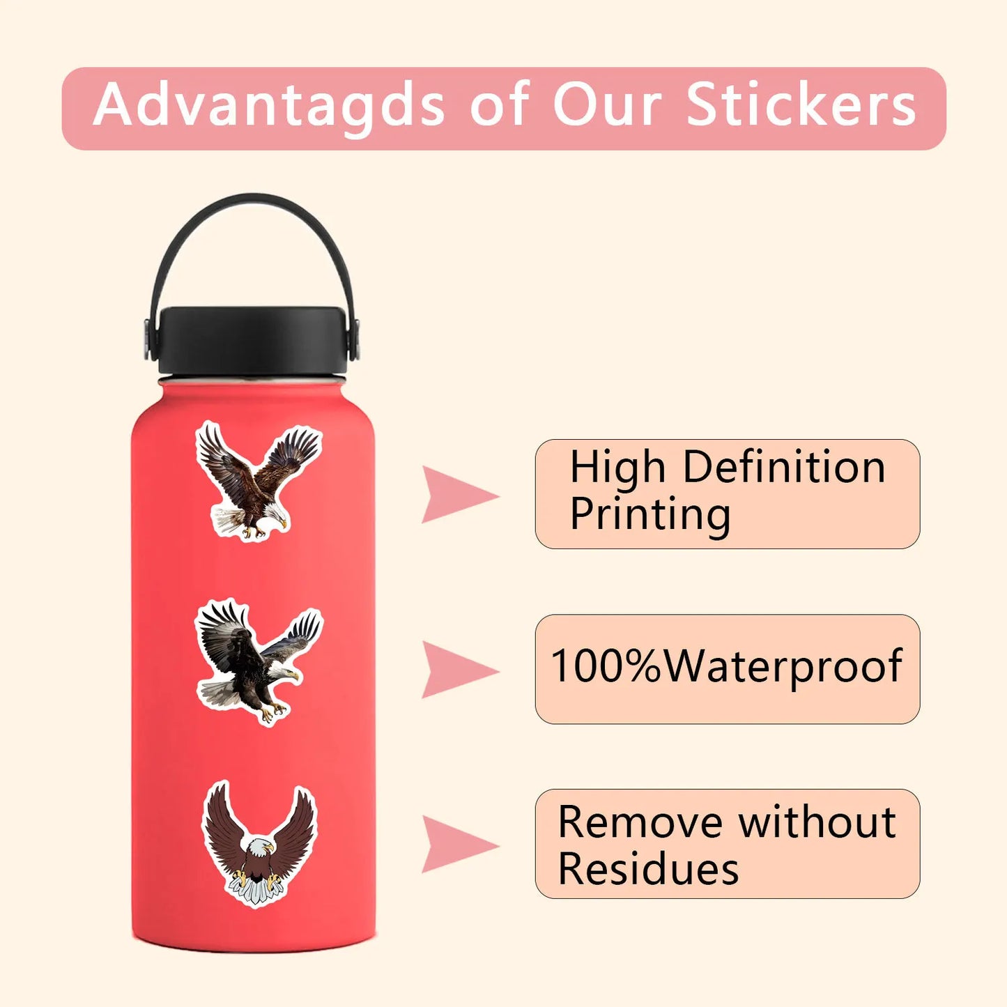 10/30/55PCS Cool Eagle Stickers Animal Graffiti Sticker DIY Scrapbook Luggage Laptop Car Bike Skateboard Cartoon Decals Kids Toy