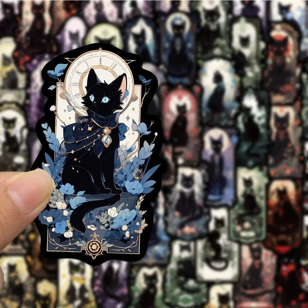 10/30/50pcs Gothic Dark Black Cat Moon Aesthetic Stickers Cool Goth Decals Skateboard Laptop Phone Car Decoration Sticker Toys