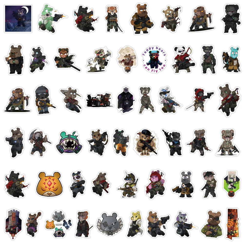 10/30/50/100PCS Tactical Teddy Stickers Cool Anima DIY Decoration Scrapbook Luggage Laptop Guitar Car Bike Cartoon Decals Toy