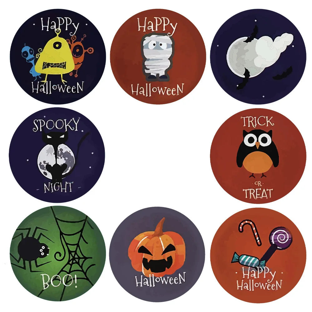 100-500pcs Halloween Pumpkin Face Sticker Label Ghost Party Decor Scrapbooking DIY Gift Packaging Sealing Sticker Labels