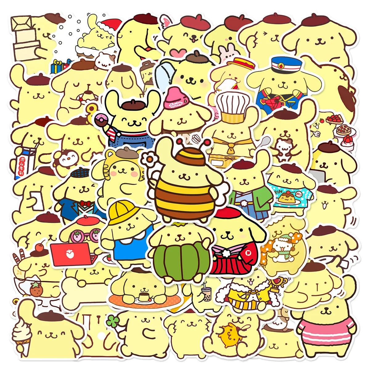 50 Pcs Pompompurin Sanrio Kawaii Stickers Waterproof