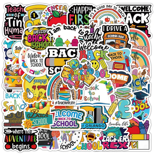 Cartoon School Supplies Stickers for Kids - Laptop, Phone, Fridge, Stationery