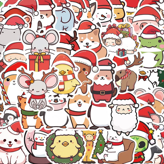 Cute Christmas Animal Cartoon Stickers for Laptop, Suitcase, Phone, Car, Kids Toys (10/30/50pcs)
