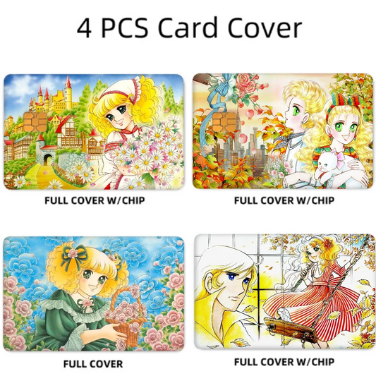 Candy Anime Card Stickers: 4pc Set for Credit/Debit Cards