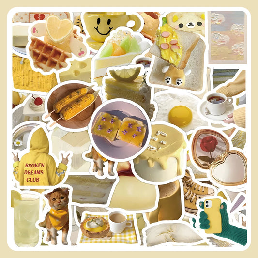 Cute Yellow Cartoon Stickers Waterproof Decals for Phone, Notebook, Fridge, Suitcase, Bike, Wall - 10/30/60pcs