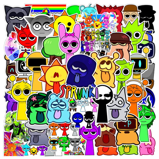 Sprunki Incredibox Stickers 10/30/50/100pcs Waterproof Decals for Skateboard, Laptop, Motorcycle, Anime, Game