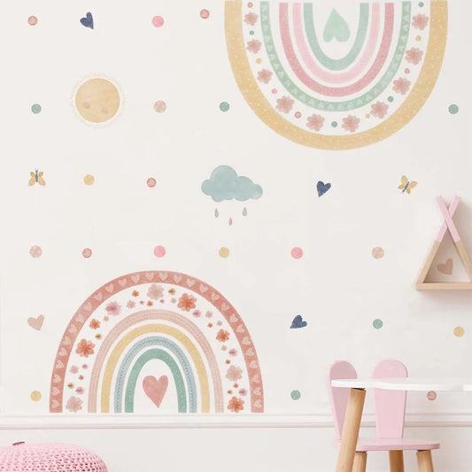 Rainbow Heart Star Cloud Wall Stickers Baby Room Decor