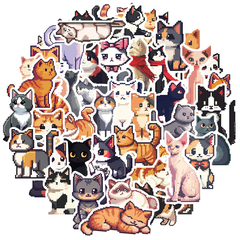 Cute Cartoon Cat Stickers for Suitcase, Skateboard, Laptop, Phone - 10/30/50Pcs