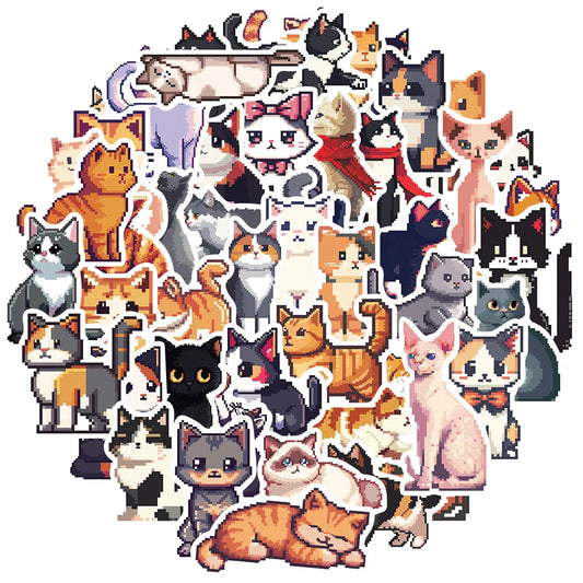 Cute Cartoon Cat Stickers for Suitcase, Skateboard, Laptop, Phone - 10/30/50Pcs