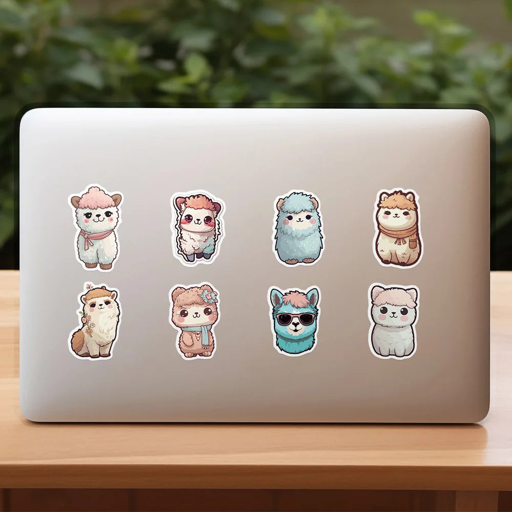 10/30/50PCS Kawaii Alpaca Stickers Cute Animal Sticker DIY Cup Luggage Laptop Phone Car Bike Skateboard Cartoon Decals Kids Toy