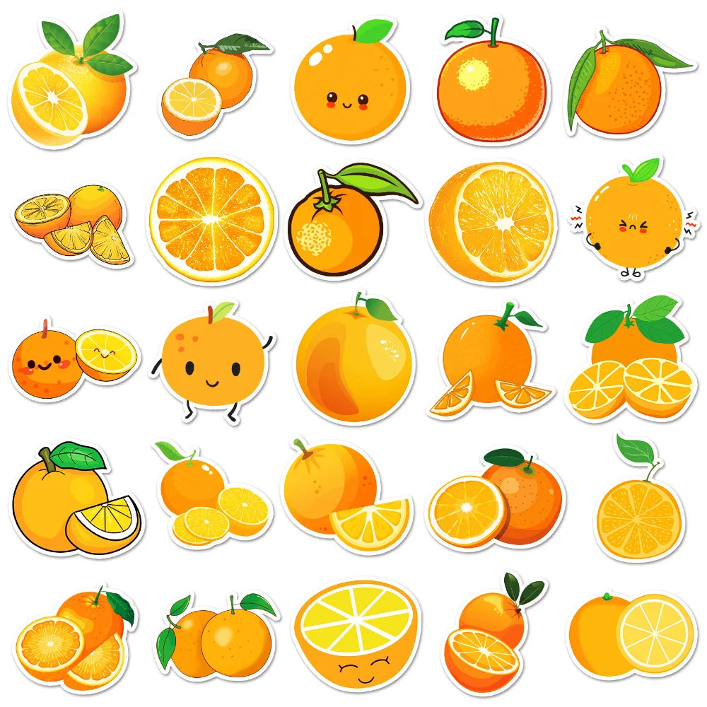 50PCS Cartoon Orange Cute Graffiti Scooter Laptop Waterproof Stickers Toys Tablet Decoration Graffiti Decals Sticker