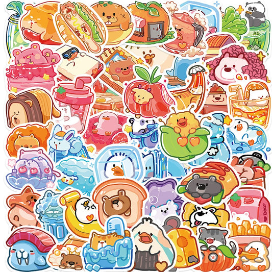 Cute Animal Stickers Pack - Kawaii Cartoon Decals for Laptop, Notebook, Phone, Kids Toy