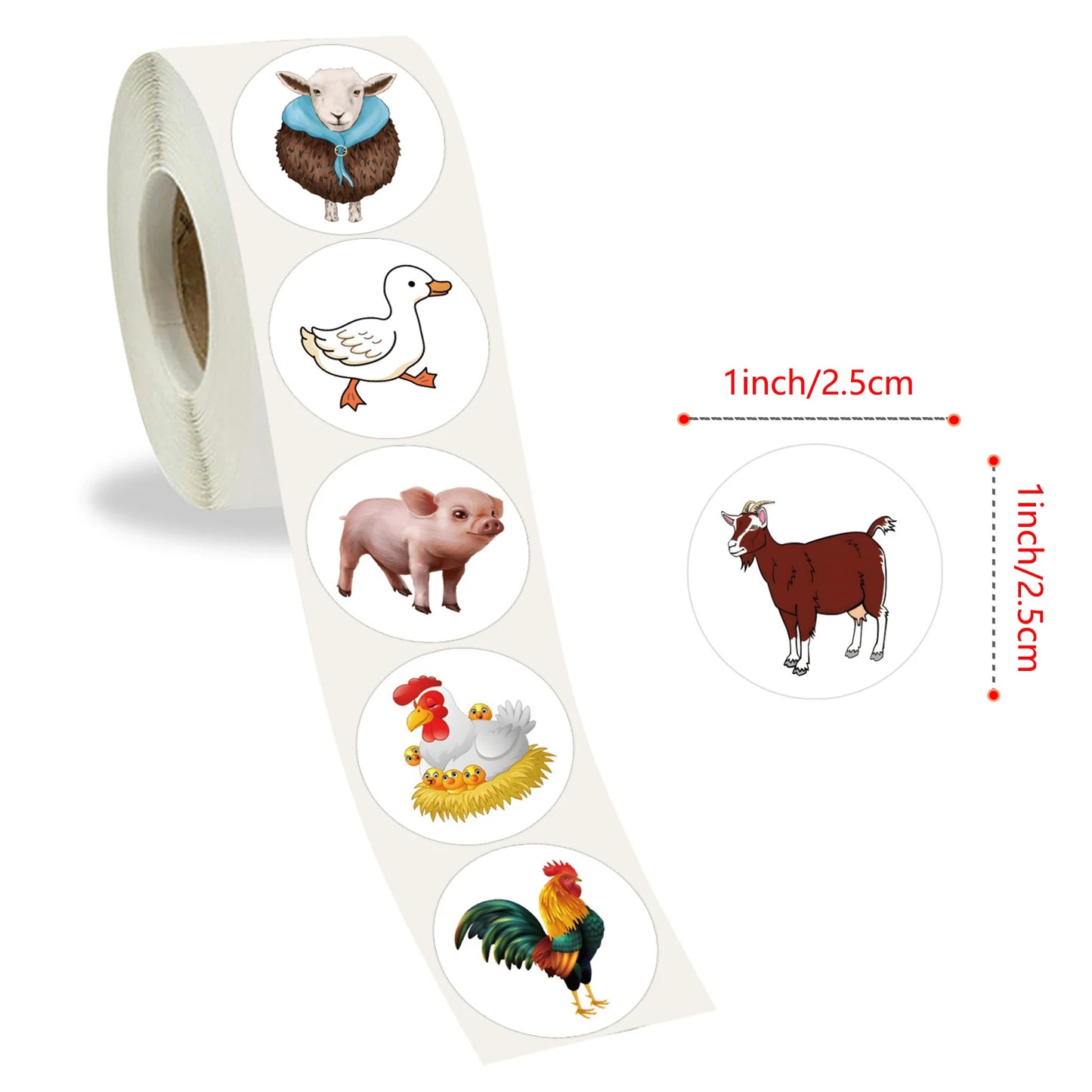 100-500pcs Cartoon Farm Animals Stickers Gift Packaging Lables Stickers Hand Account Sealing Label Reward Sticker Kids Toy