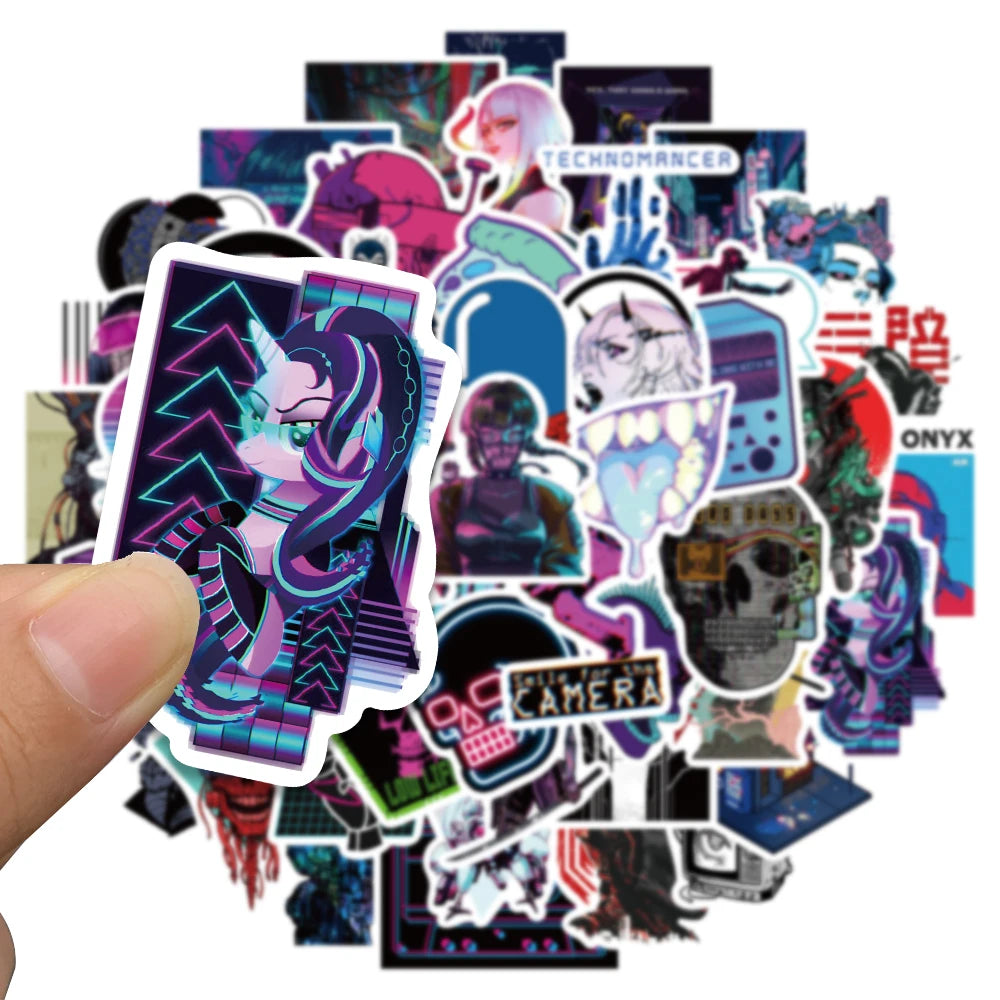 50PCS Y2K Harajuku Cyberpunk Toy Sticker Anime Cybernetic Cool Graffiti Kid Car Phone Laptop Motorcycle Helmet Decal Stickers