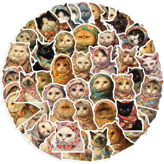 Cat Stickers 10/30/50PCS Cute Animal Decals for Luggage Laptop Phone Guitar Car Bike Skateboard Kids Toy