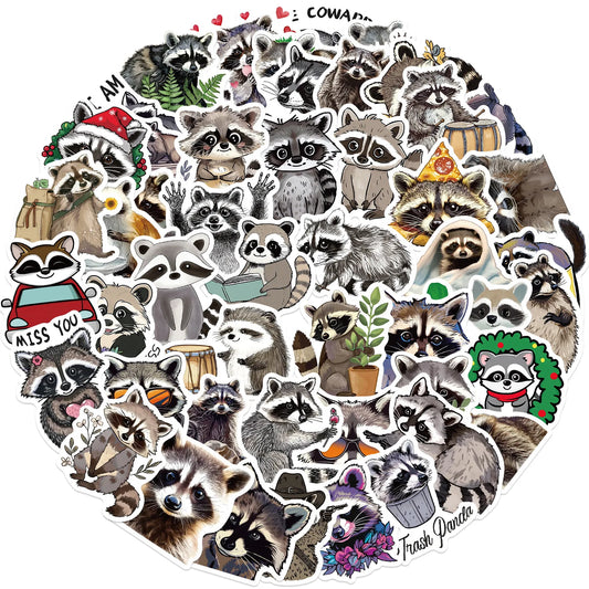 Cartoon Animal Raccoon Stickers for Suitcase, Skateboard, Laptop, Luggage, Phone