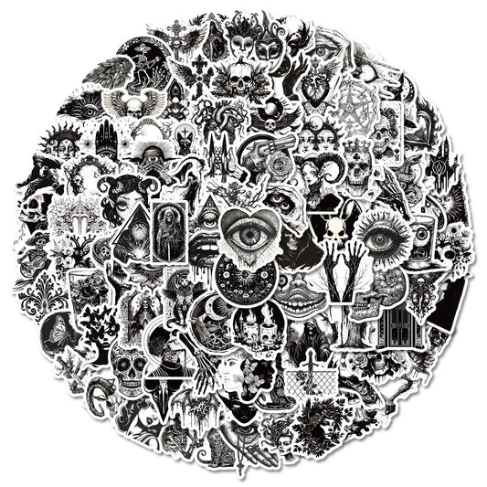 Horror Gothic Stickers Pack: Black Punk Graffiti for Laptop, Phone, Guitar, Water Bottle