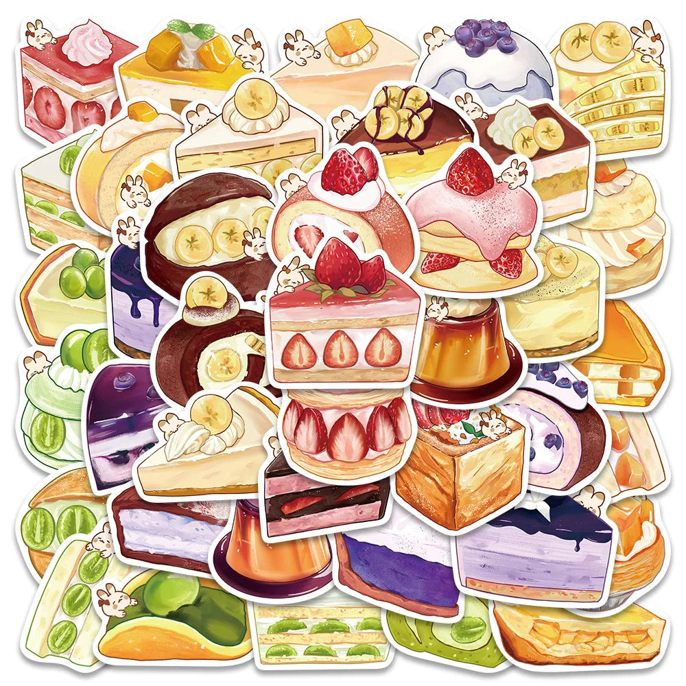 10/40Pcs Cute Kawaii Cartoon Food Cake Dessert Aesthetic Stickers Decals Laptop Phone Scrapbook Stationery Sticker Kid Toy