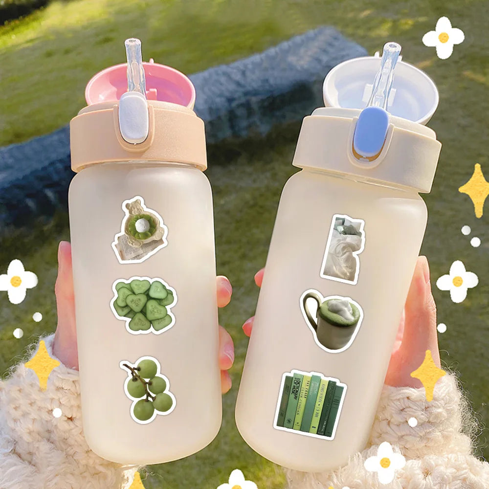 10/30/60PCS Aesthetic Green Stickers Cute Ins Style Simple Decals For Phone Scrapbook Suitcase Phone Laptop Fridge Cartoon Toys