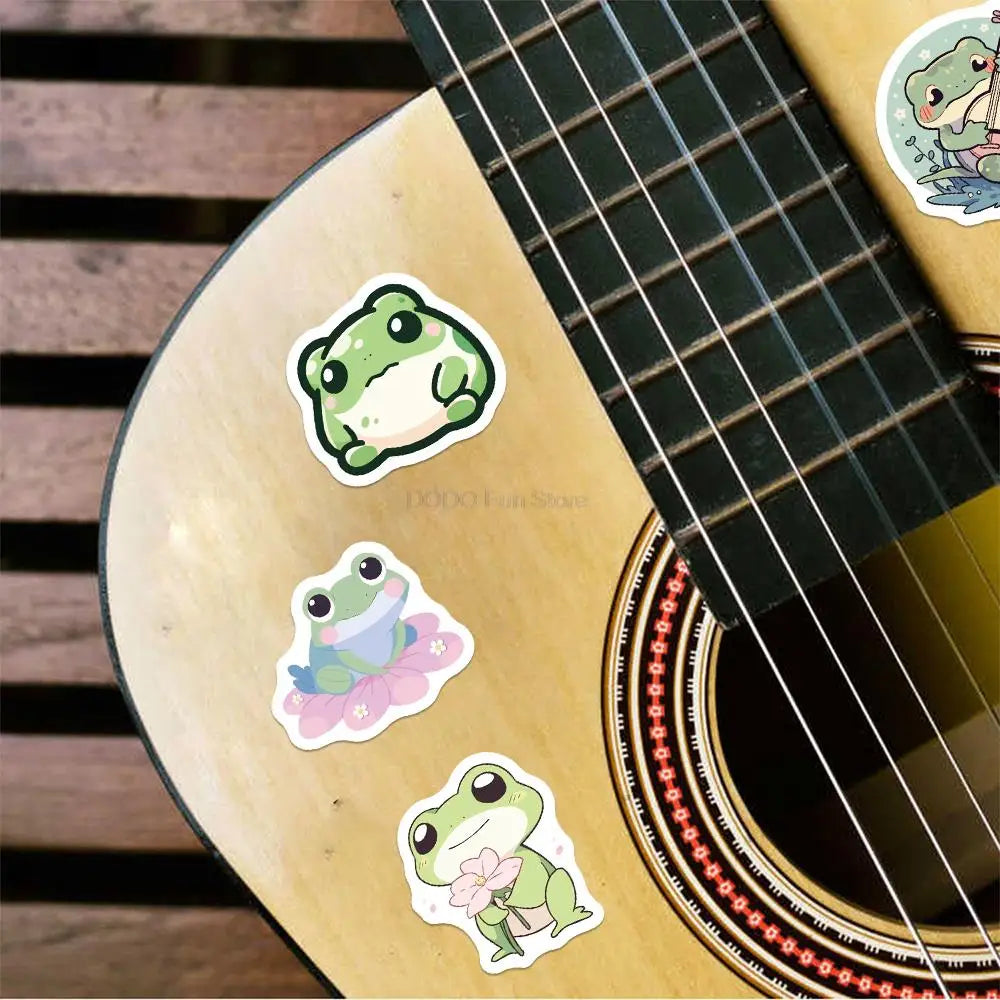 100PCS Cute Frog Sticker Cartoon Decals for Scrapbook Luggage Laptop Helmet Guitar Skateboard Water Bottle Kids Toy Decals