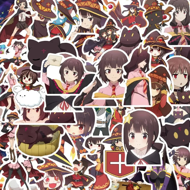 Konosuba Explosion Stickers 50pcs for Laptop, Car, Water Bottle, Suitcase, Fridge