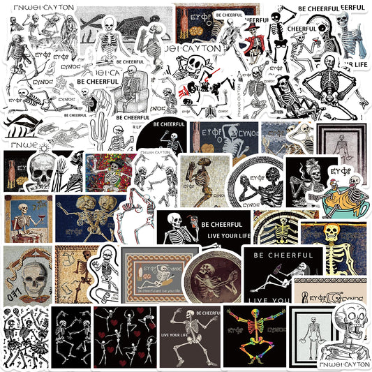 62pcs Ancient Greek Mosaic Canvas Stickers Funny Horrible Graffiti Decals Laptop Luggage Skateboard Motorcycle Scrapbook