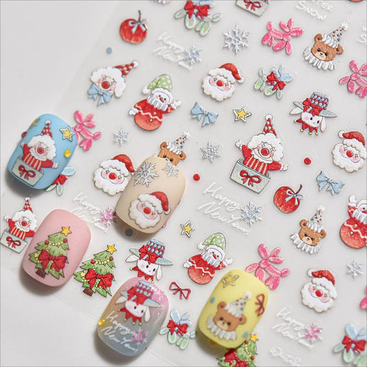 Winter Nail Art Stickers: Snowflake, Santa, Rhinestone Decals