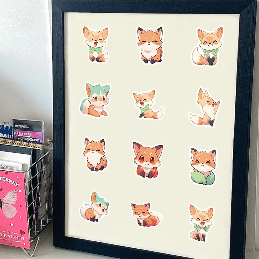 10/40/83PCS Cute Fox Stickers Cartoon Animal Decals Waterproof Decoration Laptop Guitar Car Bike Skateboard Graffiti Kids Toy