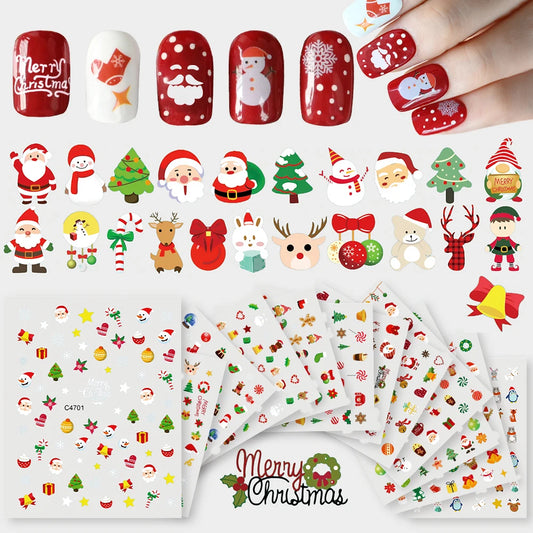Christmas Nail Stickers: Holly, Penguin, Candy 2024