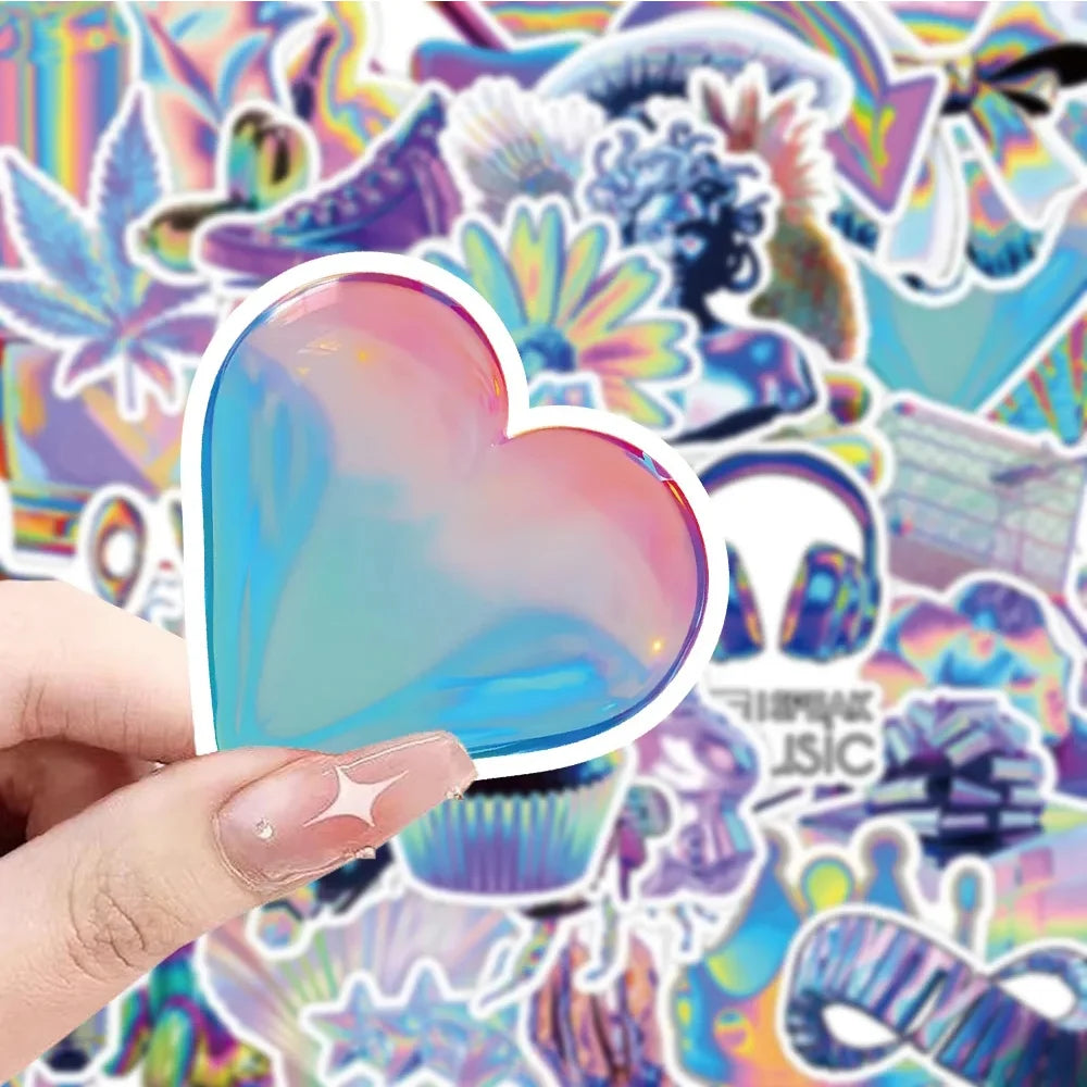 10/30/53pcs Cute VSCO Holographic Laser Cartoon Stickers DIY Motorcycle Laptop Phone Luggage Fridge Decoration Sticker Kids Toys