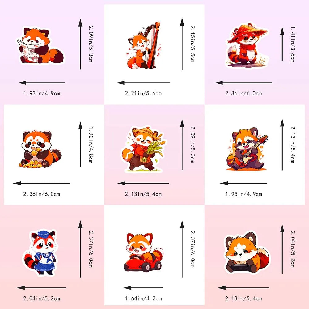 10/50Pcs Cartoon Cute Red Panda DIY Graffiti Sticker Pack for Kid Laptop Scrapbooking Helmet Notebook Computer Diary Kids Decal