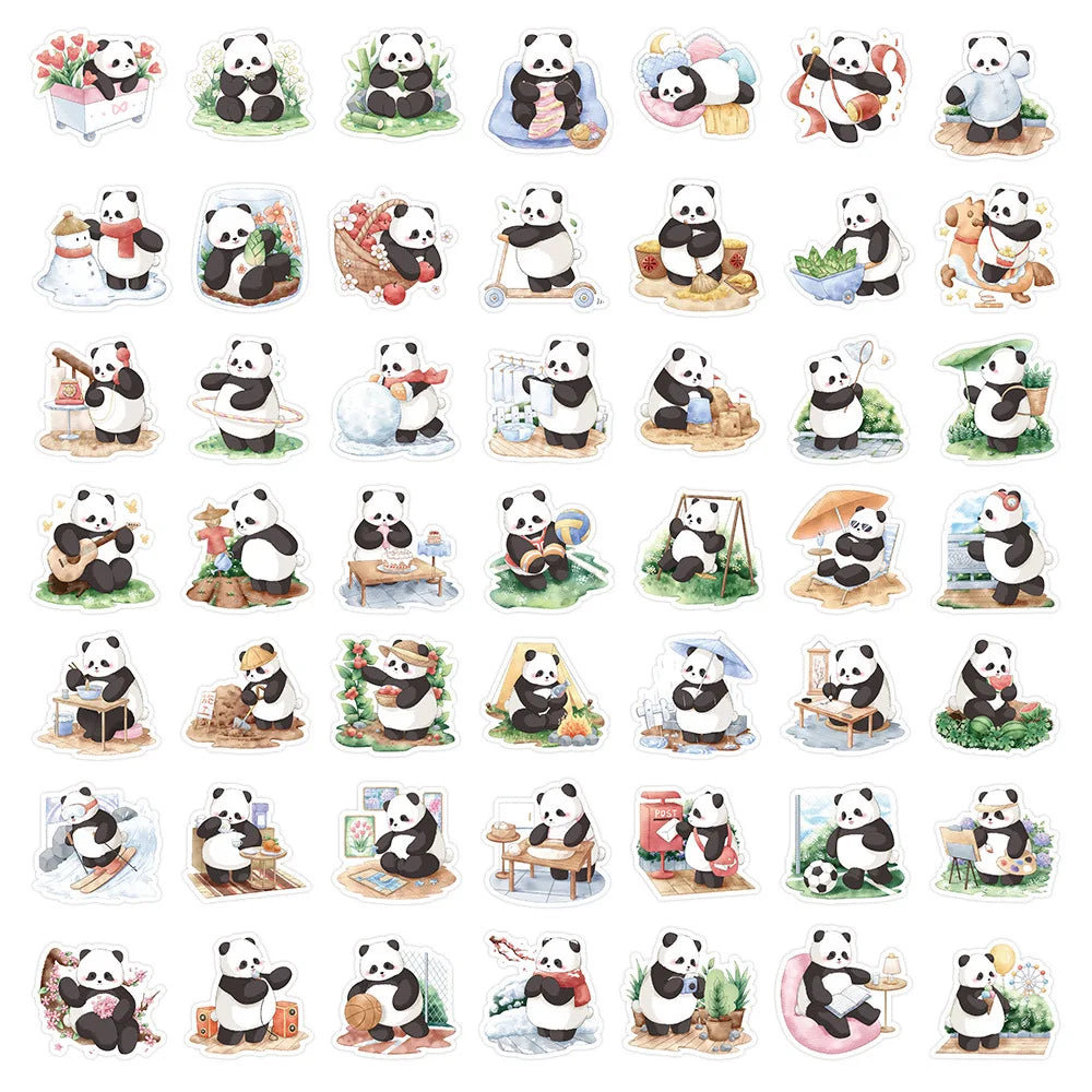 10/30/60PCS Kawaii Panda Stickers Cute Cartoon Animal Graffiti Sticker Laptop Phone Guitar Bike  Skateboard Decals Gift Kids Toy