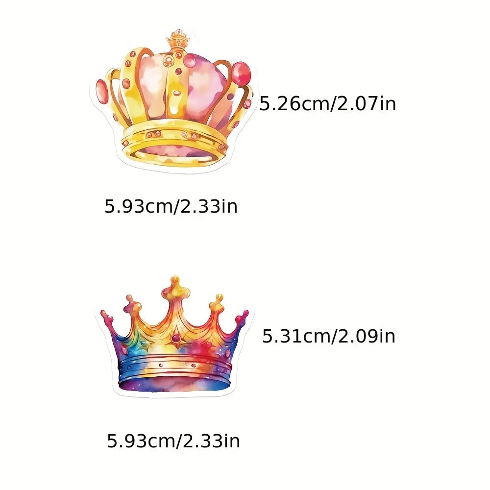 10/25/50PCS Cartoon Gold Crown Sticker Waterproof Cute Art Decoration Cup Clipbook Stationery Book Laptop Guitar Helmet Luggage