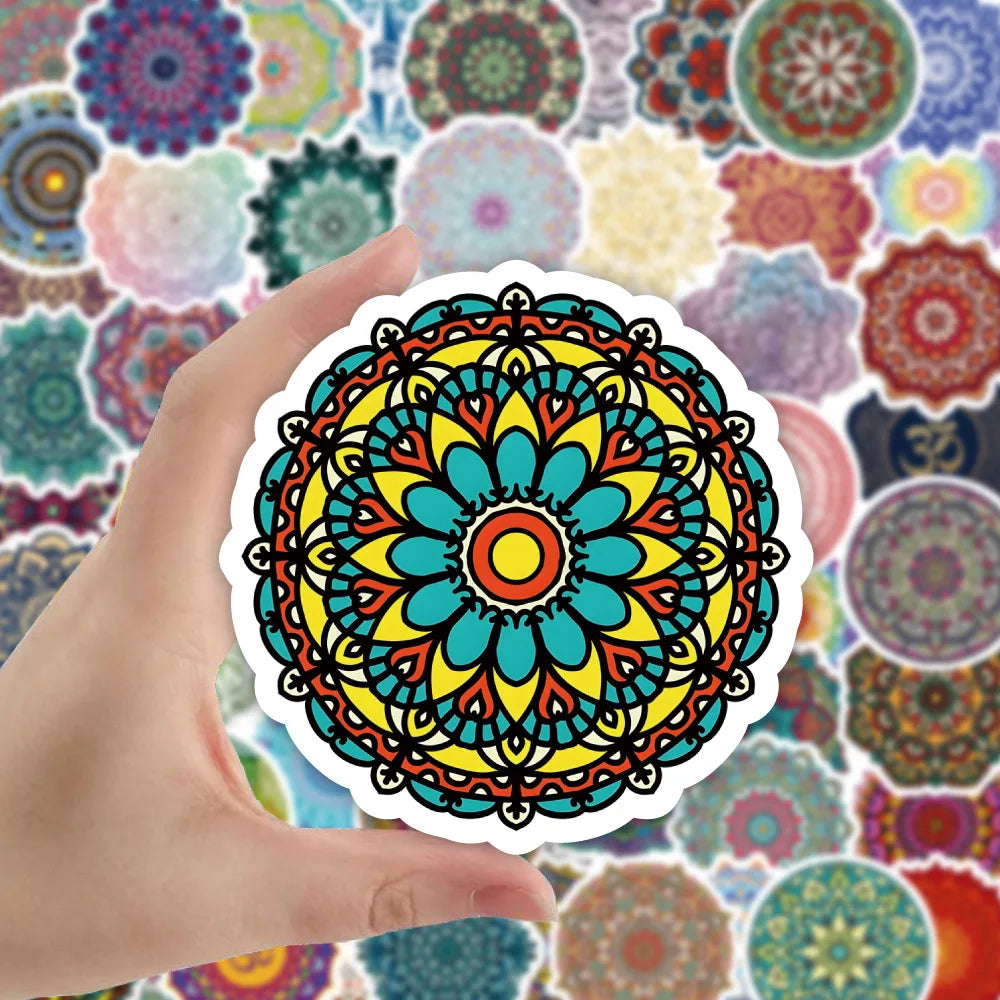 10/50PCS Yoga Mandala Pattern PVC Stickers for Car Suitcase Car Helmet Luggage Graffiti Sticker For Phone Case Home Decals