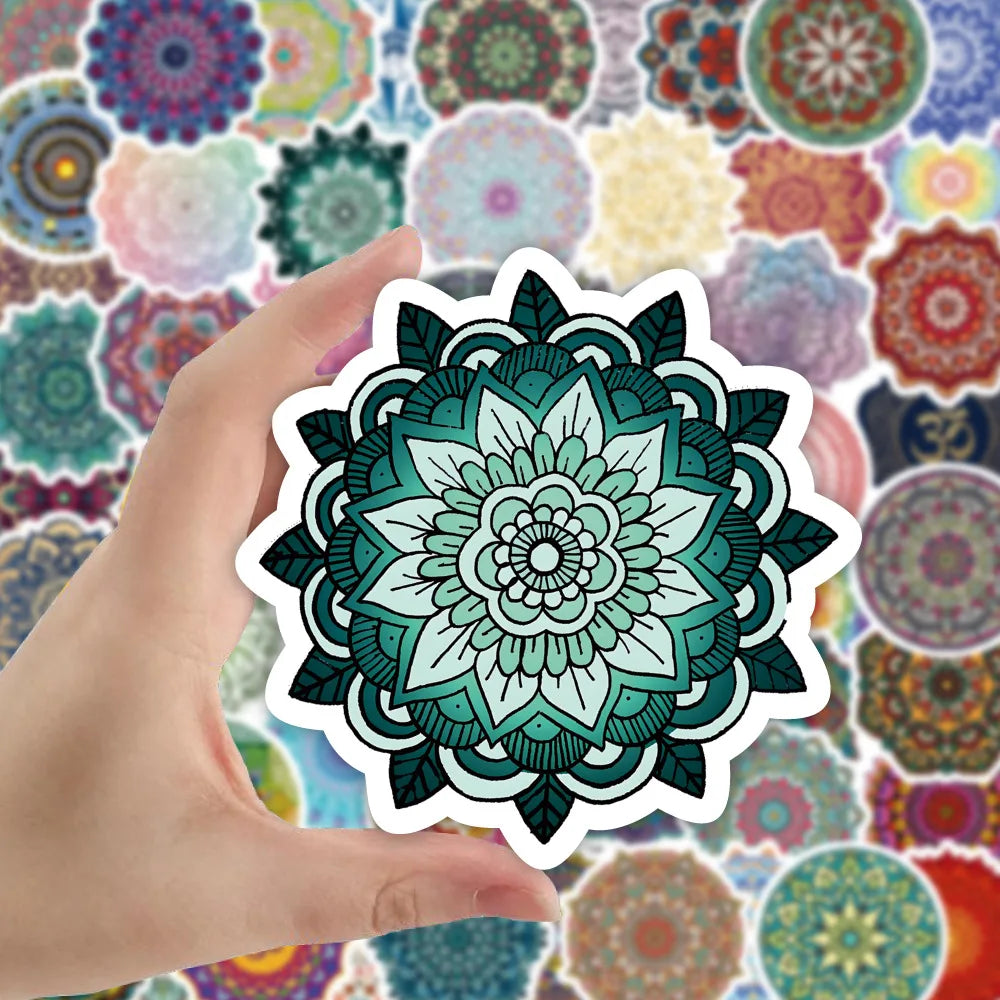 10/50PCS Yoga Mandala Pattern PVC Stickers for Car Suitcase Car Helmet Luggage Graffiti Sticker For Phone Case Home Decals