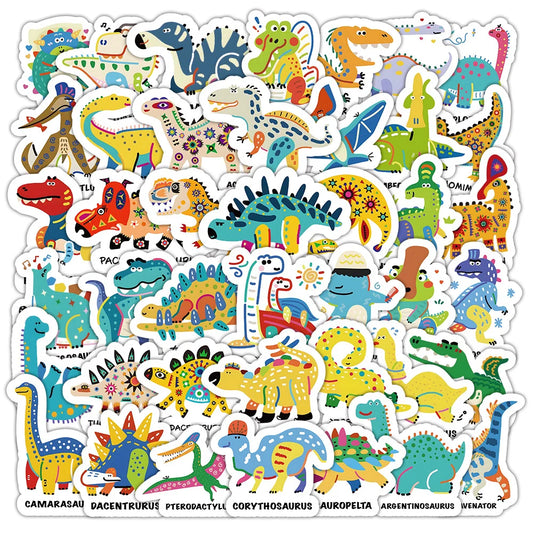 Cute Dinosaur Stickers for Phone, Laptop, Luggage, Skateboard - 63PCS