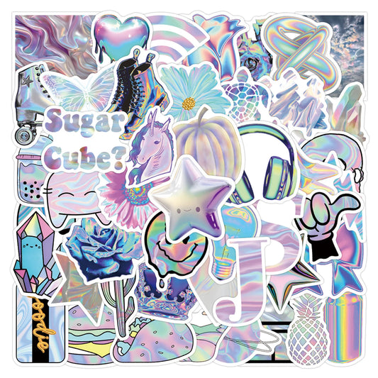 Iridescent Cartoon Stickers Waterproof DIY Laptop Phone Cup Scrapbook Graffiti Gift