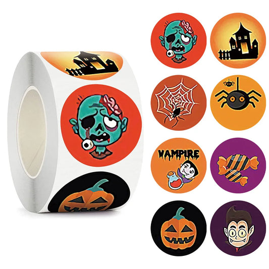 100-500pcs Halloween Vampire Round Stickers Envelope Sealing Labels Candy Bag Sticker Halloween Decoration Decor Pumpkin