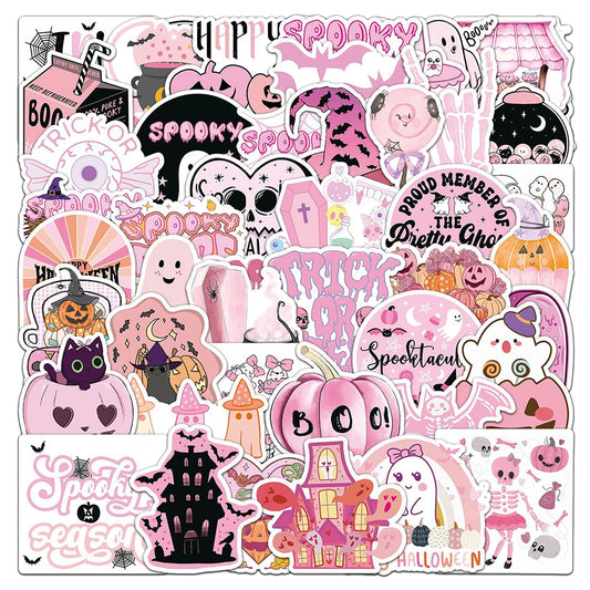 Cute Cartoon Halloween Stickers Pack - Kawaii Decals for Laptop, Fridge, Phone Decoration
