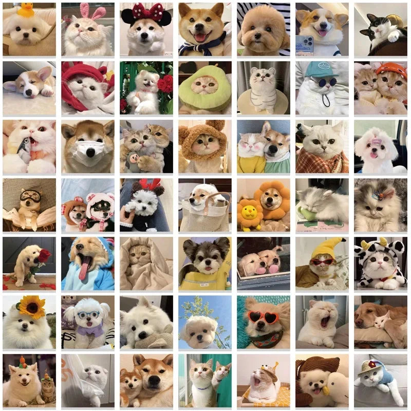 10/30/50/100PCS Happy Dog Cat PVC Sticker Aesthetic Children's Korean Stationery School Supplies DIY Decoration Scrapbooking