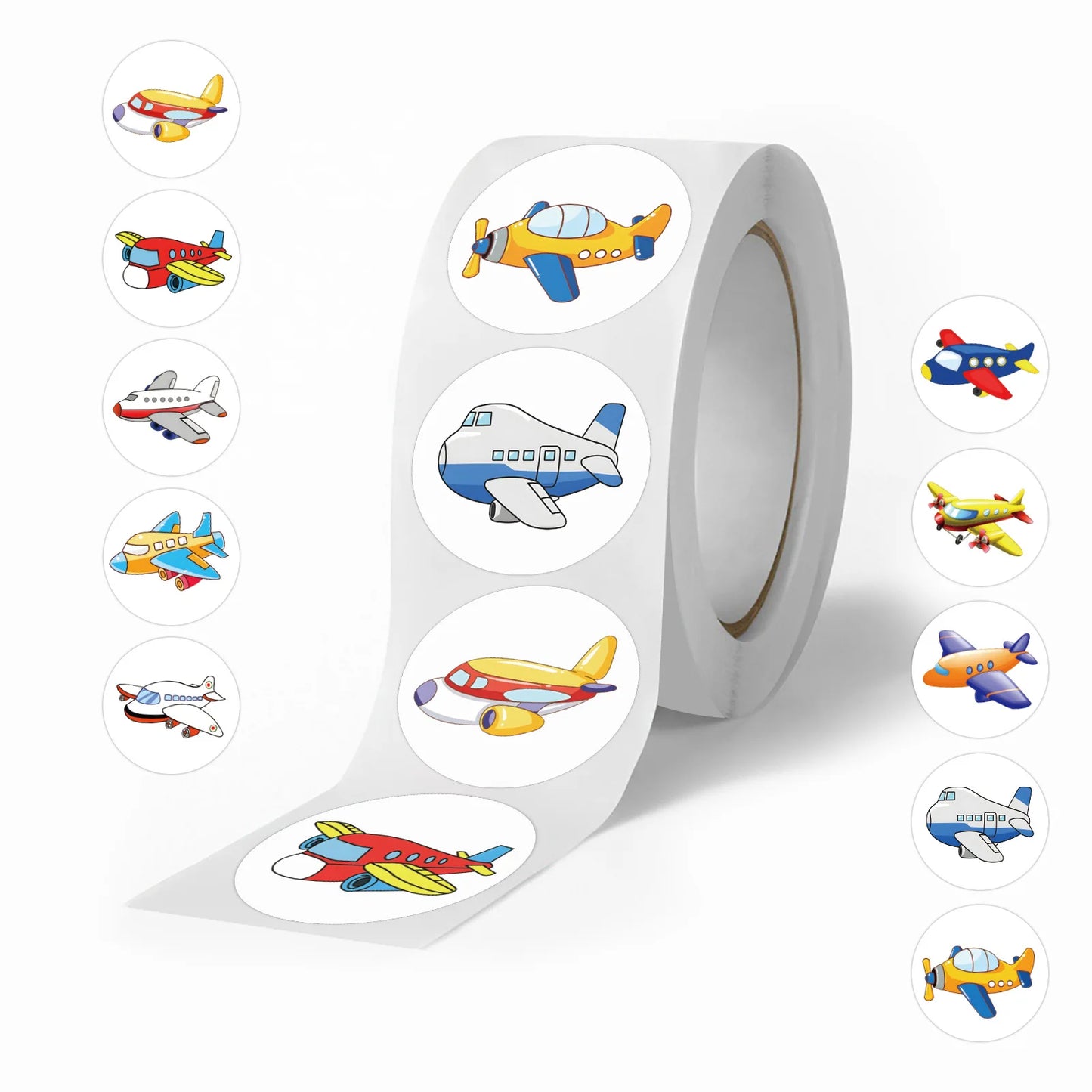 100-500pcs Round Airplane Sticker Kids Birthday Gifts Classroom Teacher Rewards Supplies Airplane Birthday Decorations Sticker