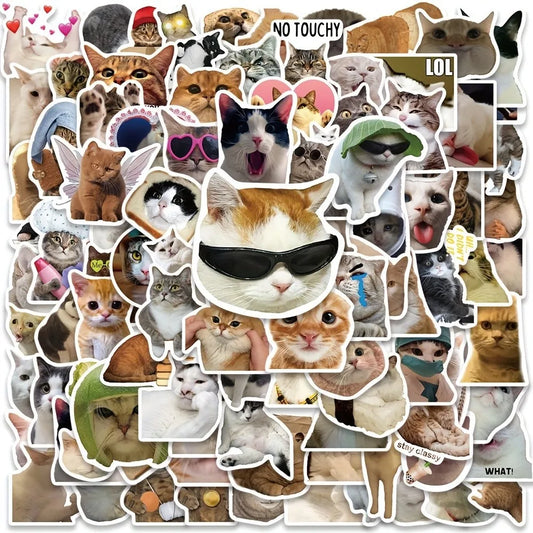 100 Cute Cat Meme Stickers for Laptops & Scrapbooking