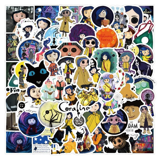 60pcs Coraline Cartoon Stickers for Laptop, Phone, Car, Scooter, Suitcase, Refrigerator