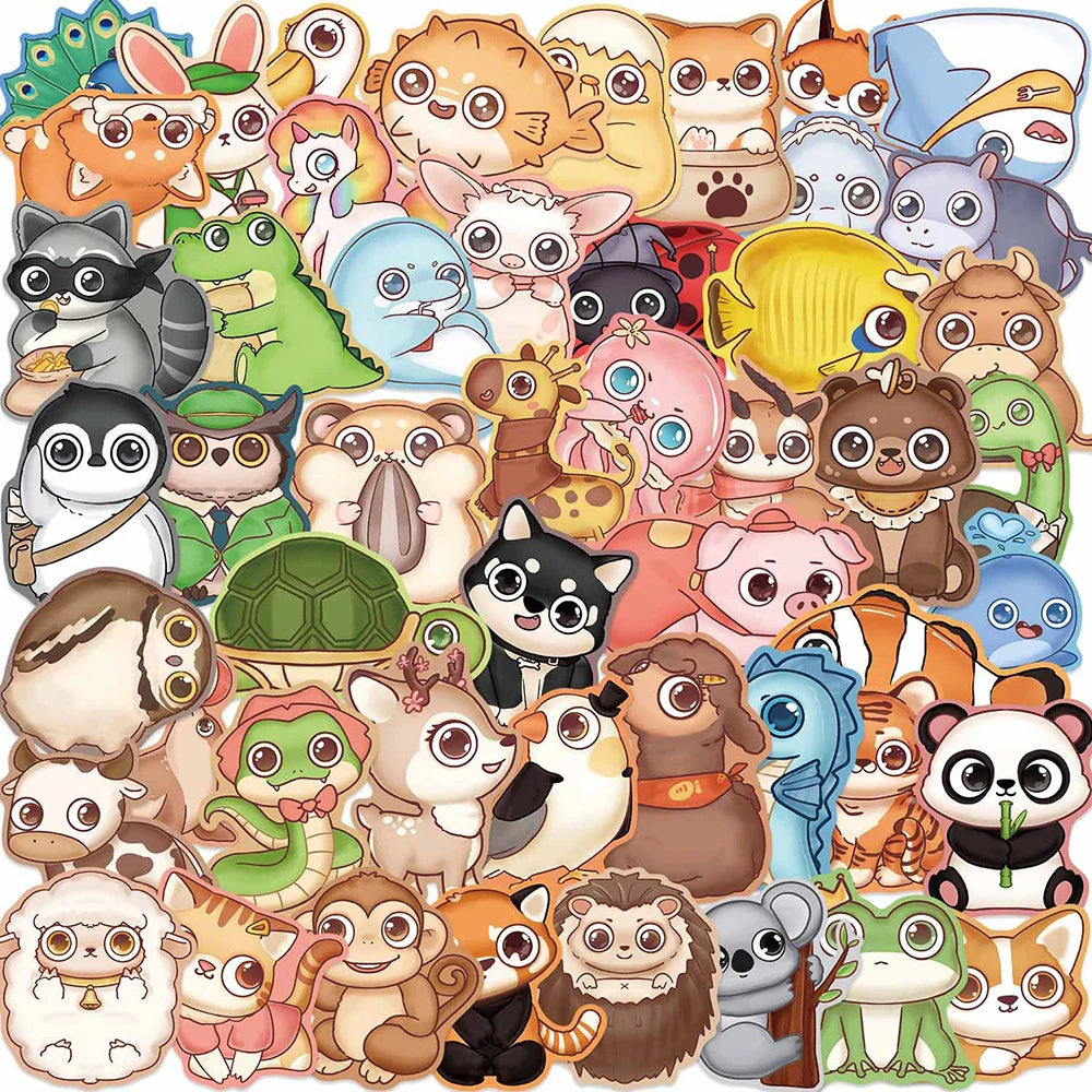 Cute Animal Stickers: Cat, Shark, Unicorn Decals for Notebook, Phone, Bike, Laptop - 10/30/50PCS
